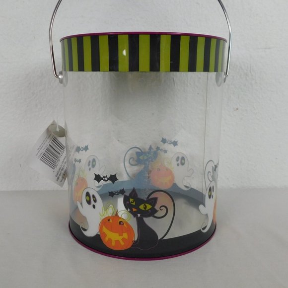 Halloween Gift Container Pail Bucket Trick or Treat Pumpkin Ghost Black Cat New - Picture 2 of 9